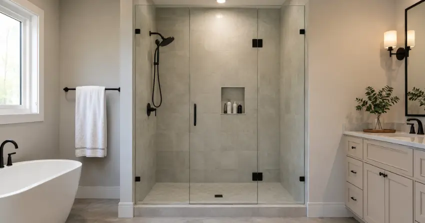 new frameless glass shower door installed in Kinnard, Brantford