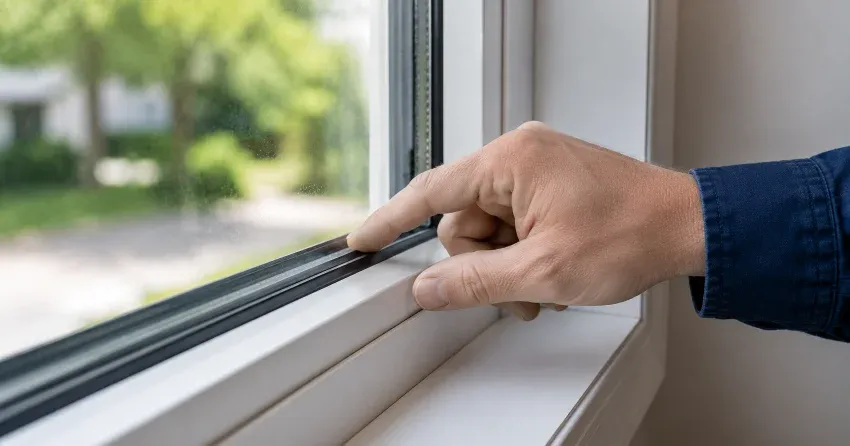 technician inspecting window glass seal in North Park, Brantford